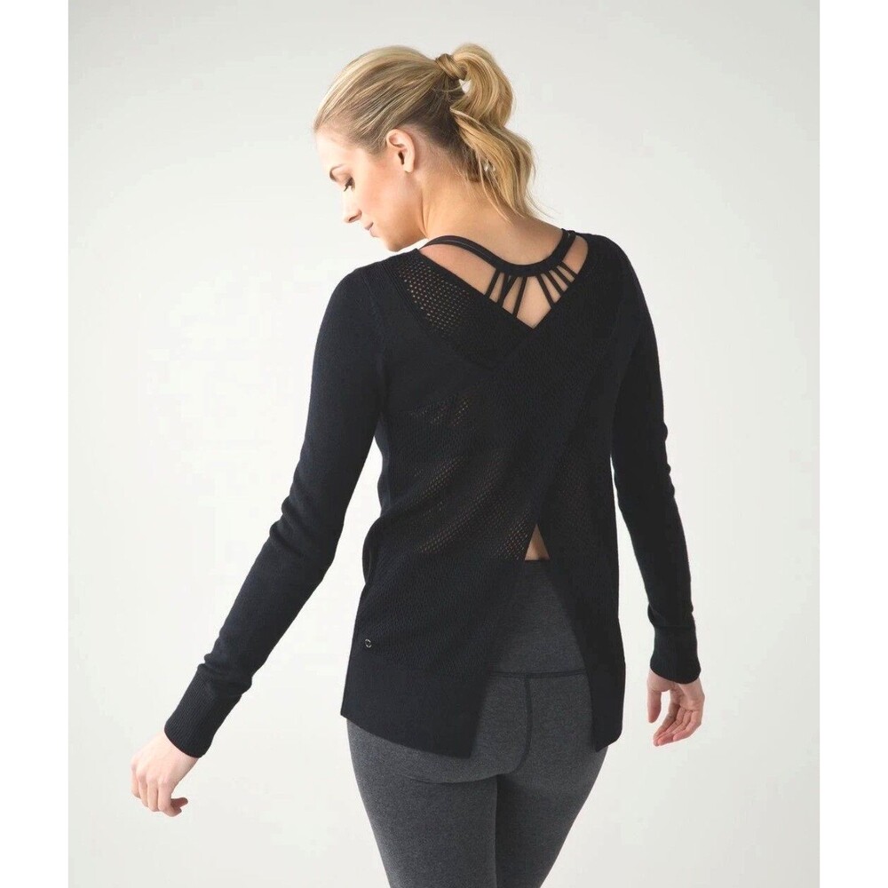Lululemon Sunset Savasana Pullover II Black Sz Open Back